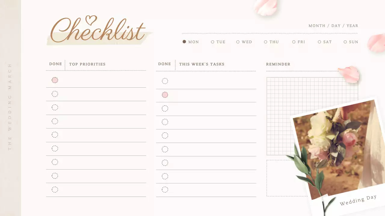 Beige and pink wedding planning diary