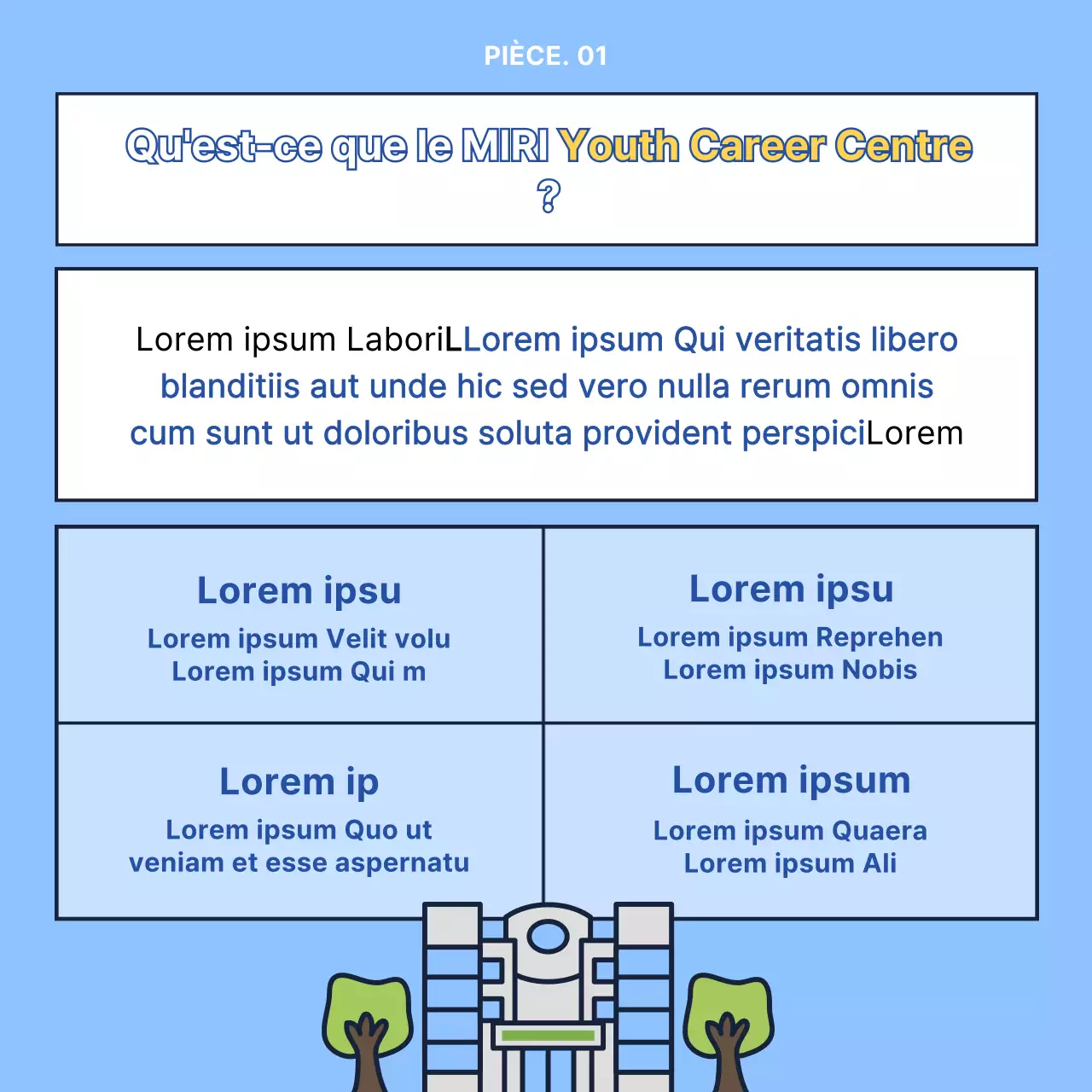 Centre moderne d'orientation des jeunes bleu clair et jaune recrutement par mentorat