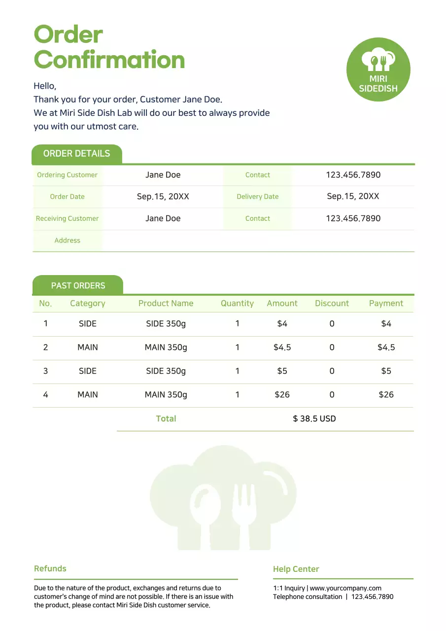Green Modern Order Document