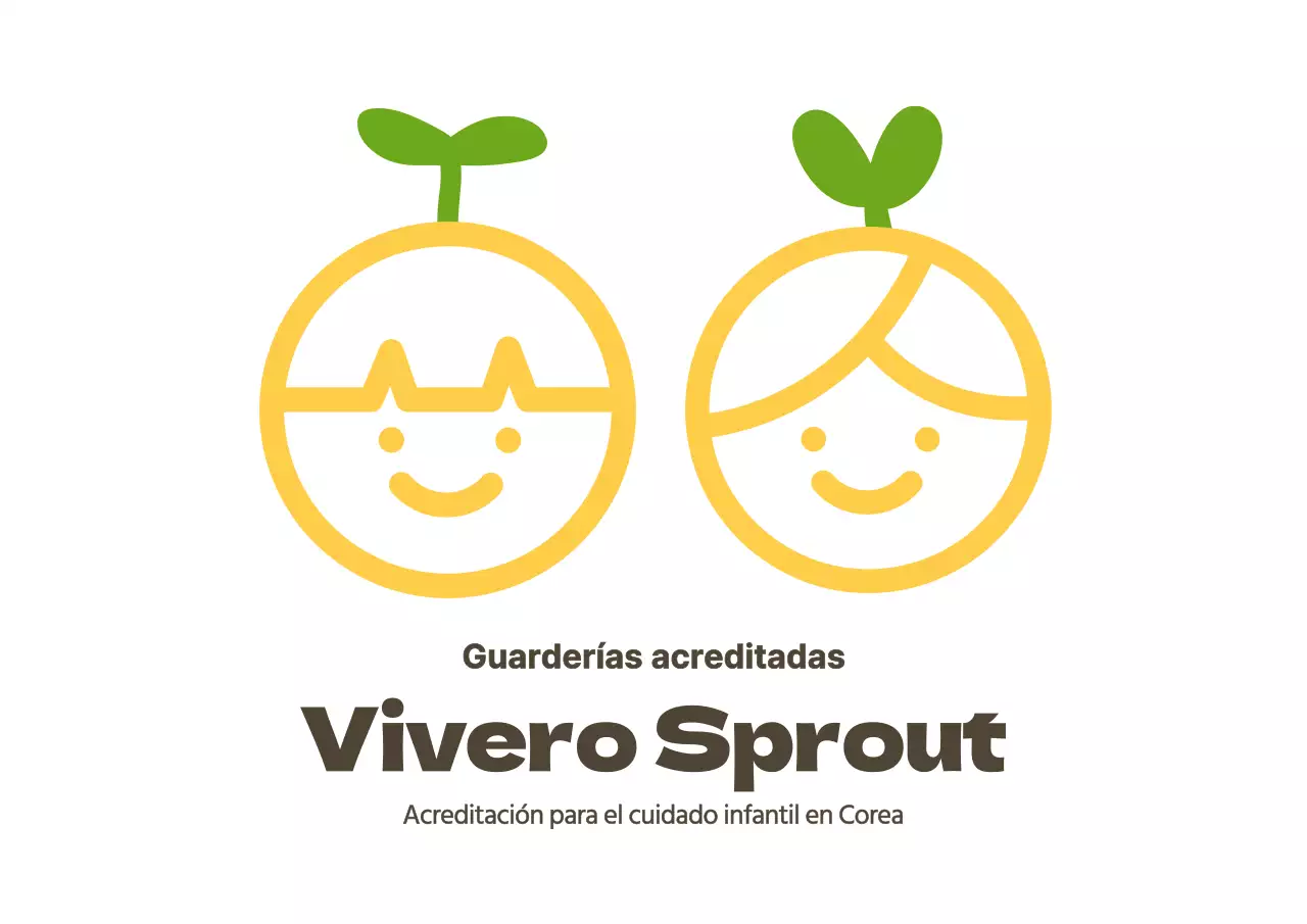 Letrero con logotipo de guardería de estilo limpio en amarillo y marrón