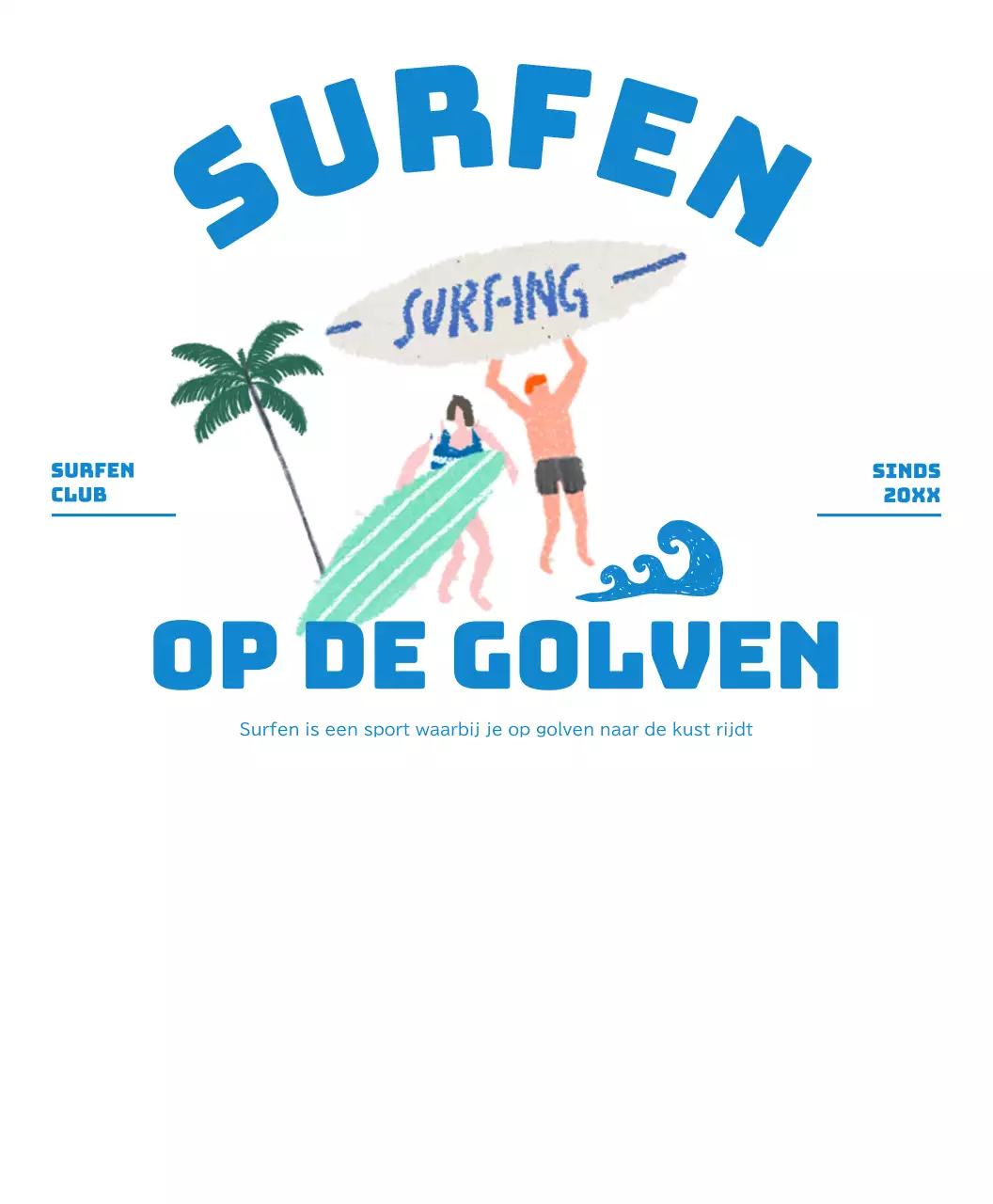 Surfers in een blauwe zomerstemming