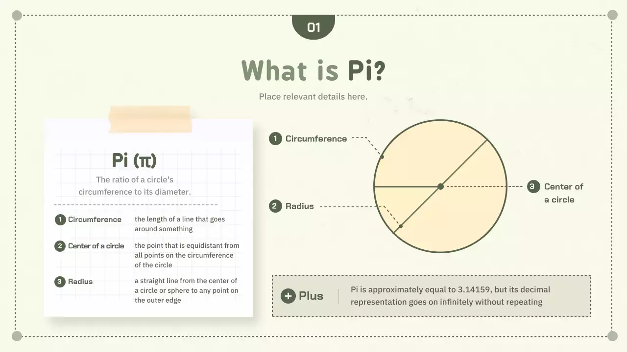 Green Simple Geometry Concept Circumference and Pie Day