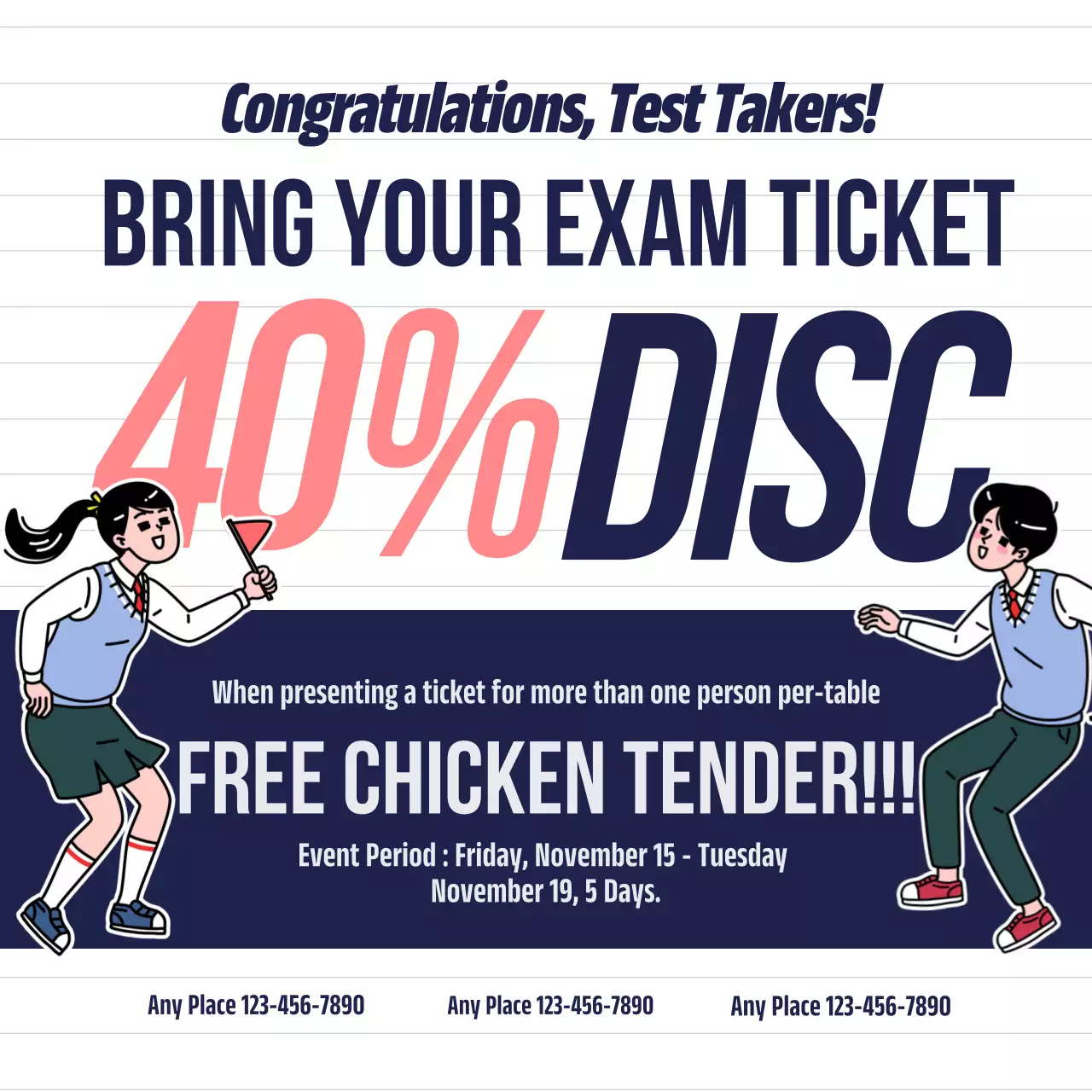 Blue Retro Exam Promotion Instagram Post