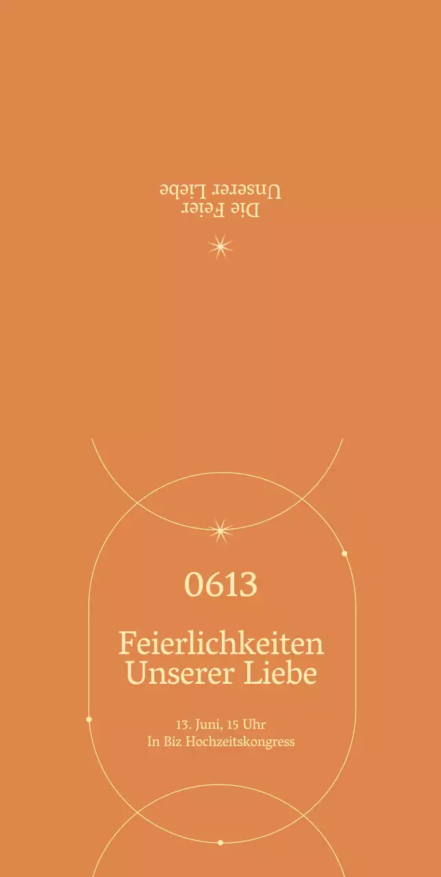 Emotionale einfache Hochzeitseinladung mit orangem Hintergrund