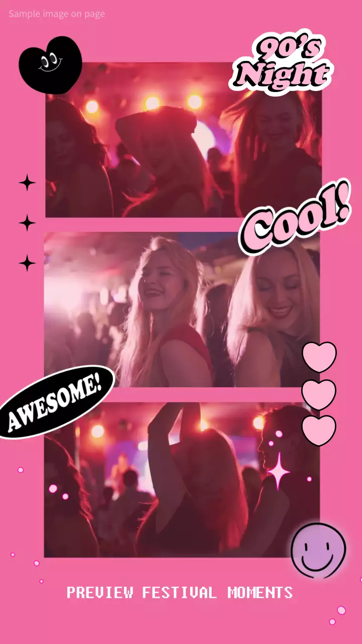 핑크색 배경의 스티커가 들어간 3분할