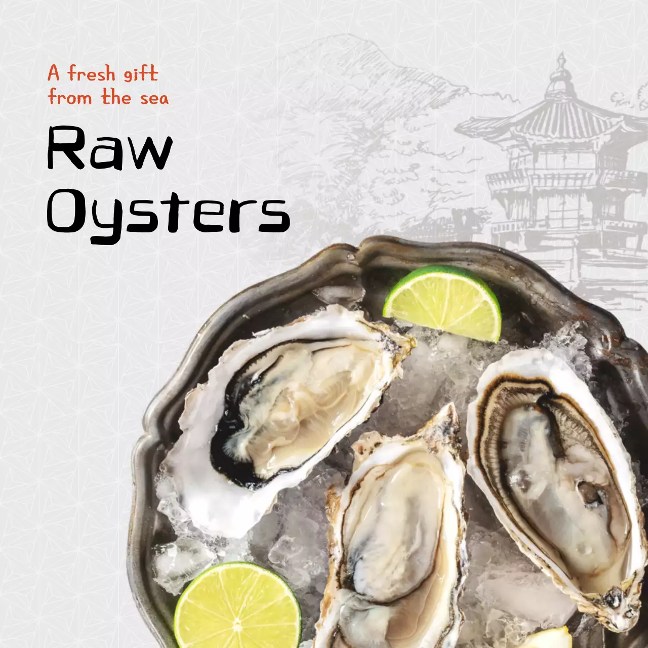 White Traditional Seafood Advertisement Social Media Post