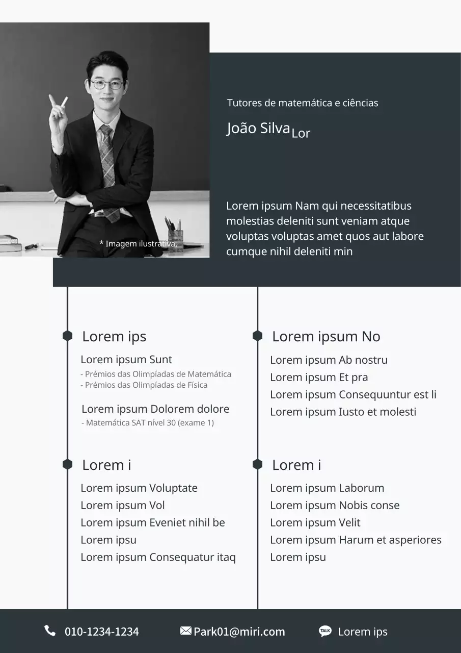 Um currículo de explicador limpo e cinzento-escuro