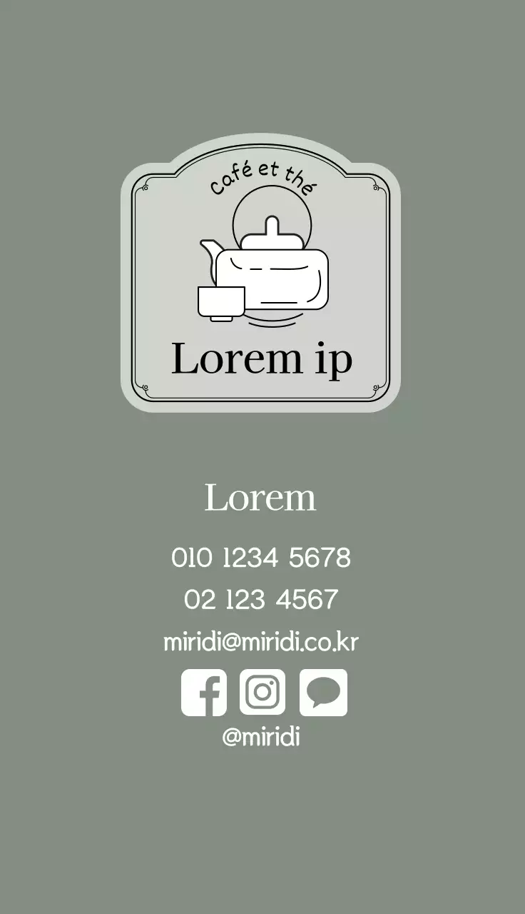 Illustration verte grise logo café thé carte de visite
