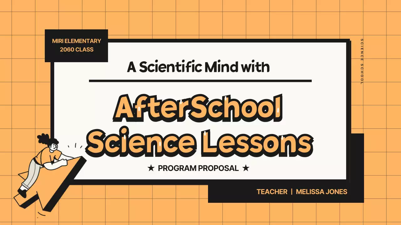 Science Class Program Proposal Using Orange and Black Tone Lines