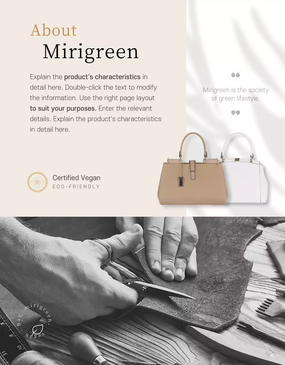 Beige Elegant Vegan Bag Promotion Poster