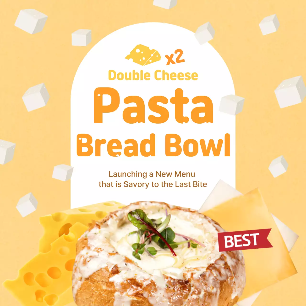 Yellow Trendy Pasta Promotion Social Media Post