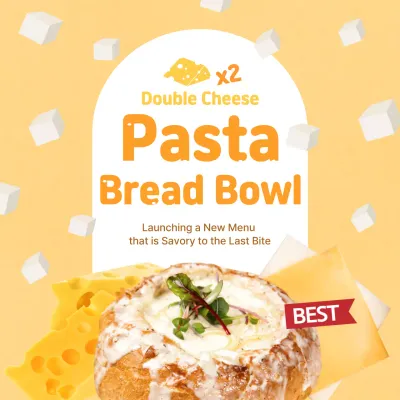 Yellow Trendy Pasta Promotion Social Media Post