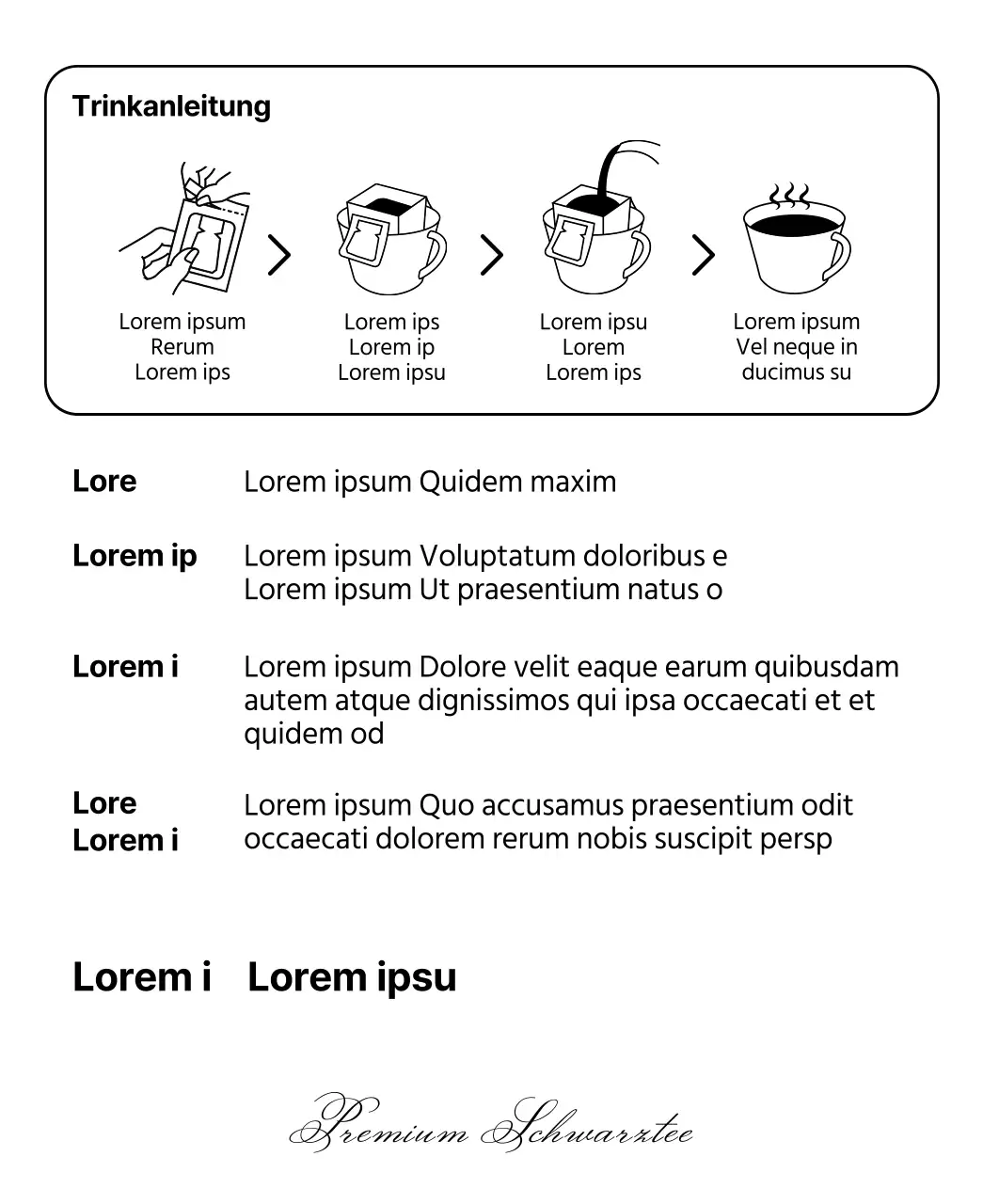 Linie Illustration Schwarzer Tee Paket