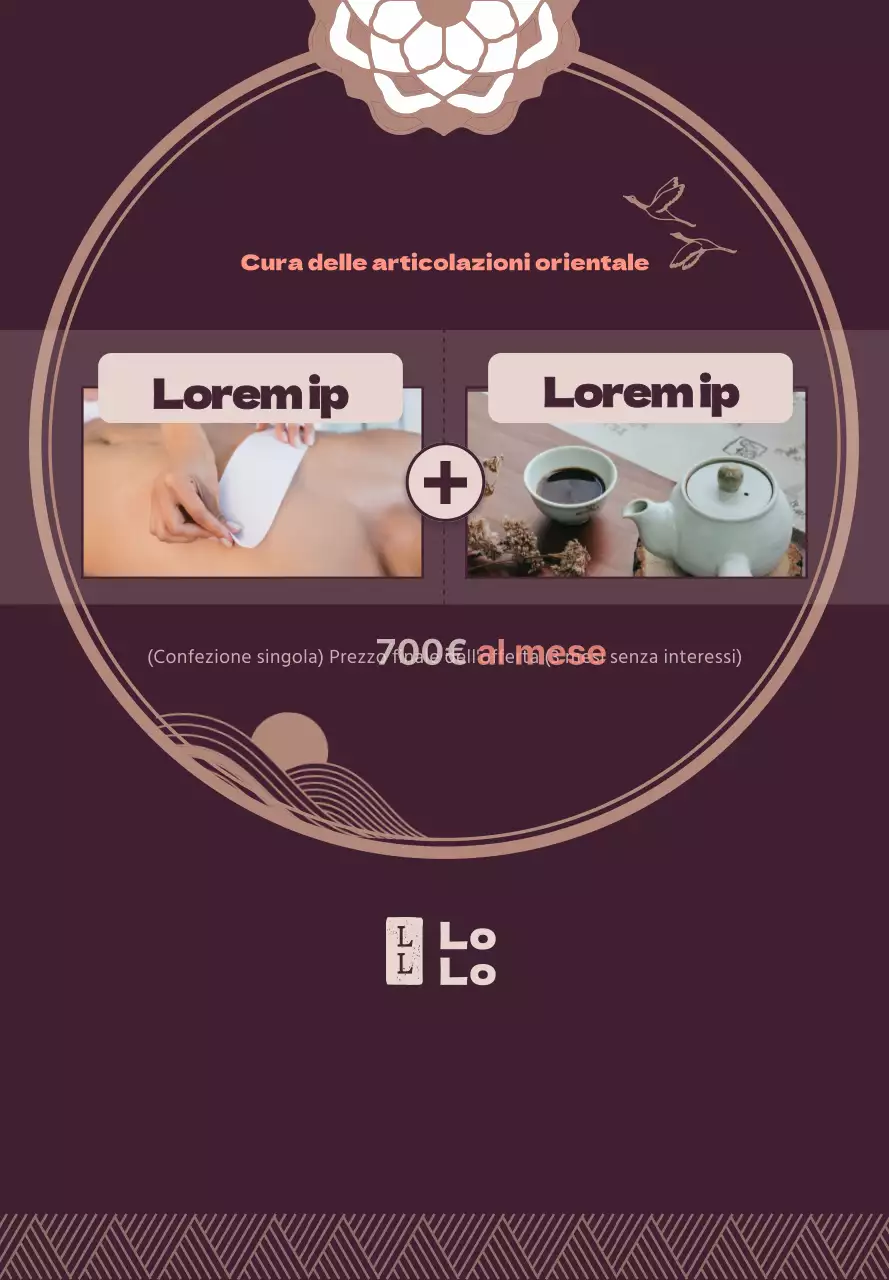 Guida ai prodotti di medicina orientale con concetto di cornice tradizionale in viola scuro e bianco