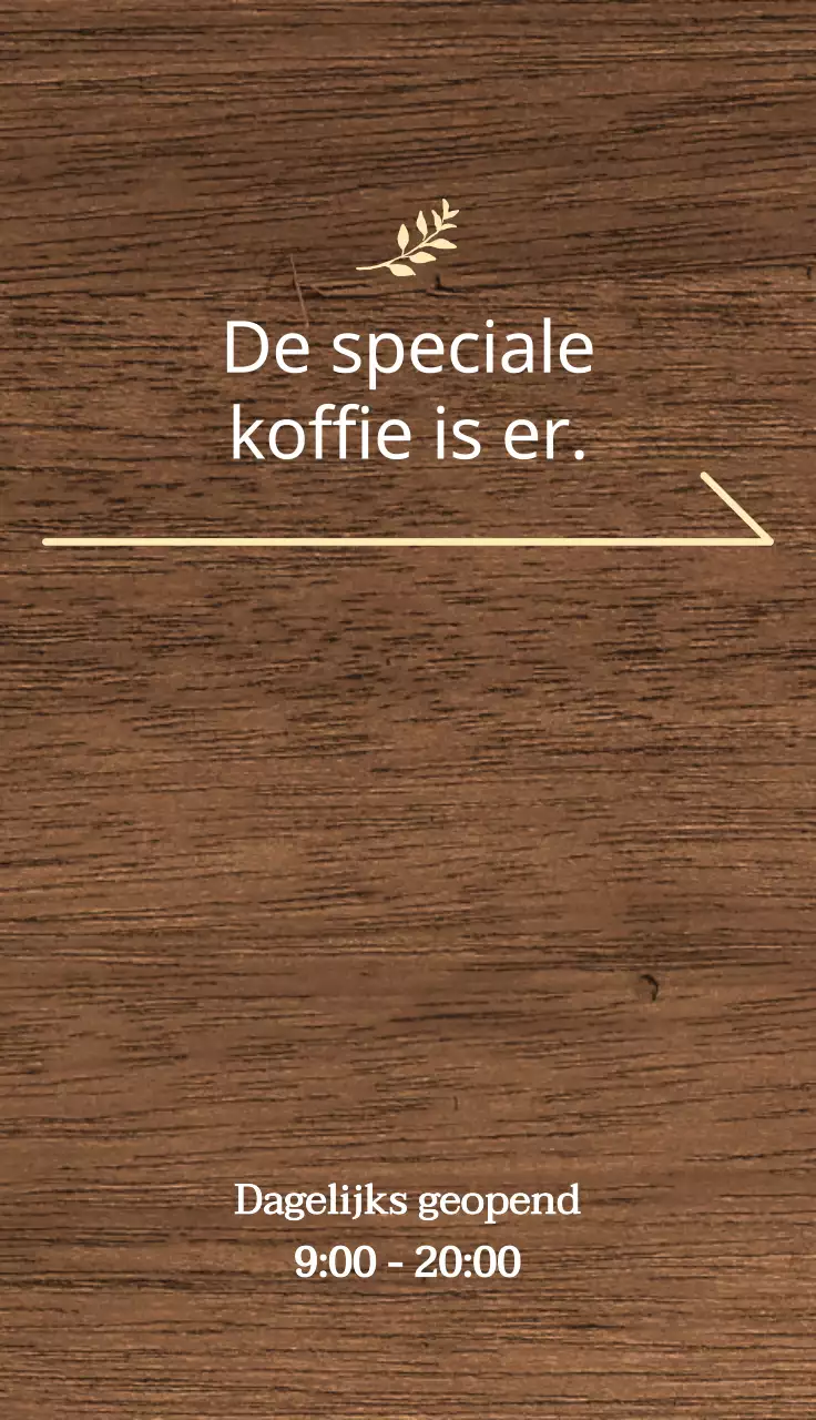 Eenvoudige cafébewegwijzering met koffiegerelateerde tekst en bladillustraties
