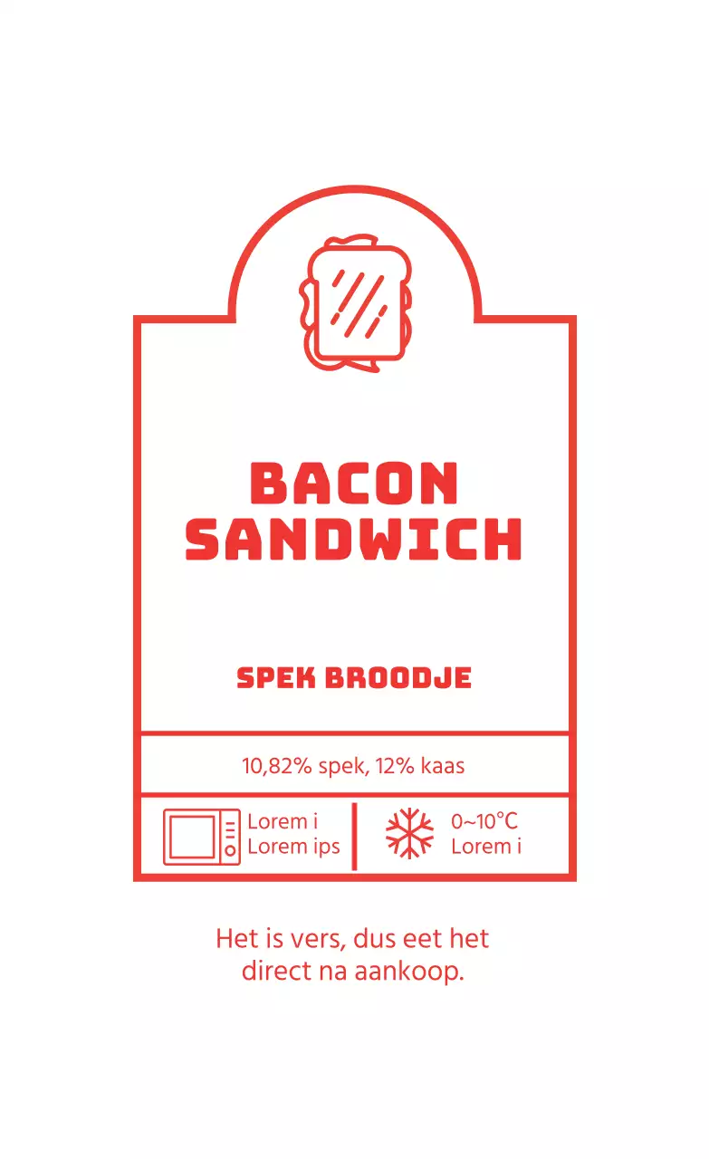 Rood geïllustreerd broodjesetiket