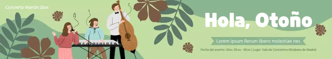 Promocione un concierto otoñal con un fondo verde