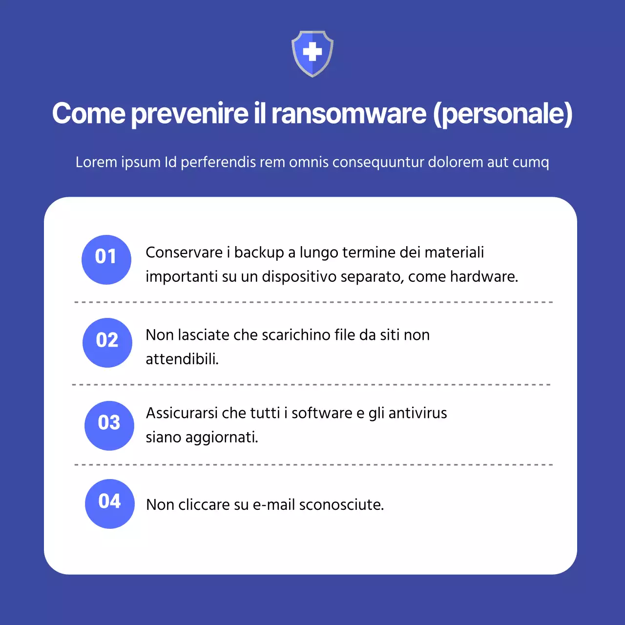 Prevenzione seria del ransomware in blu navy e grigio