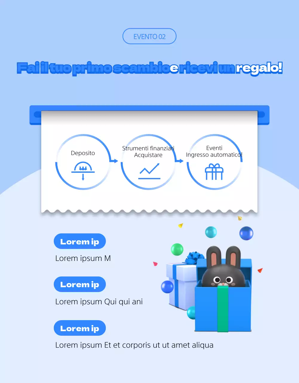 Tema di concetto pulito sugli strumenti finanziari con illustrazioni 3D blu