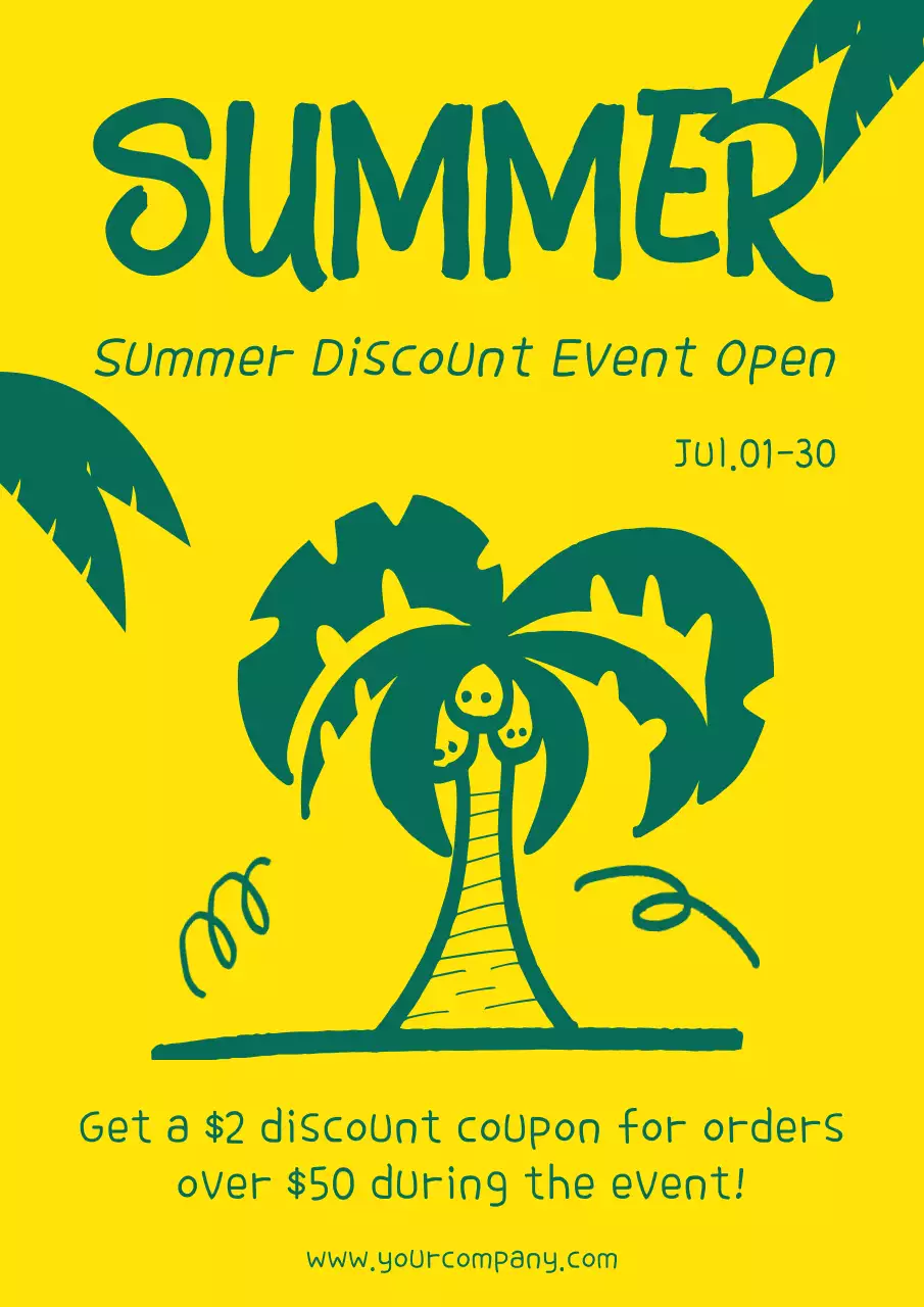 노란색 트렌디 여름 프로모션 포스터