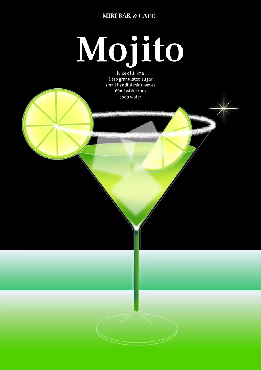 緑 オシャレ カクテル メニュー ポスター