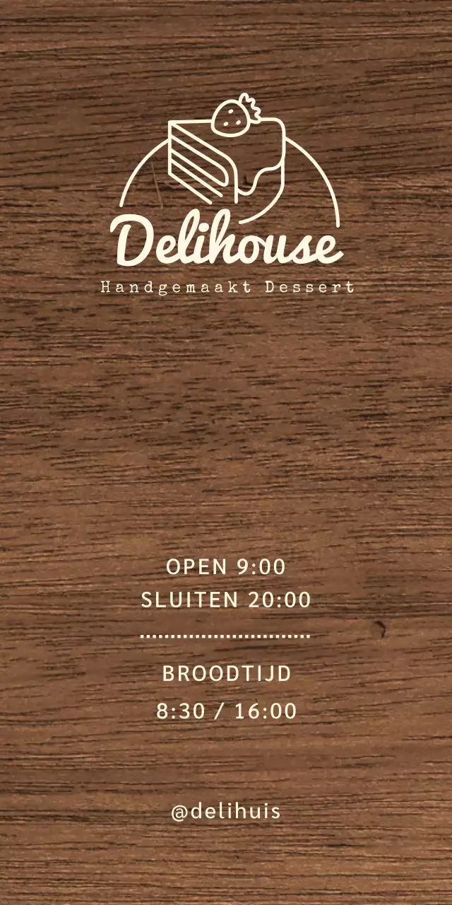 Dessert cafe bewegwijzering met ivoorkleurige tekst en taart lijn illustratie