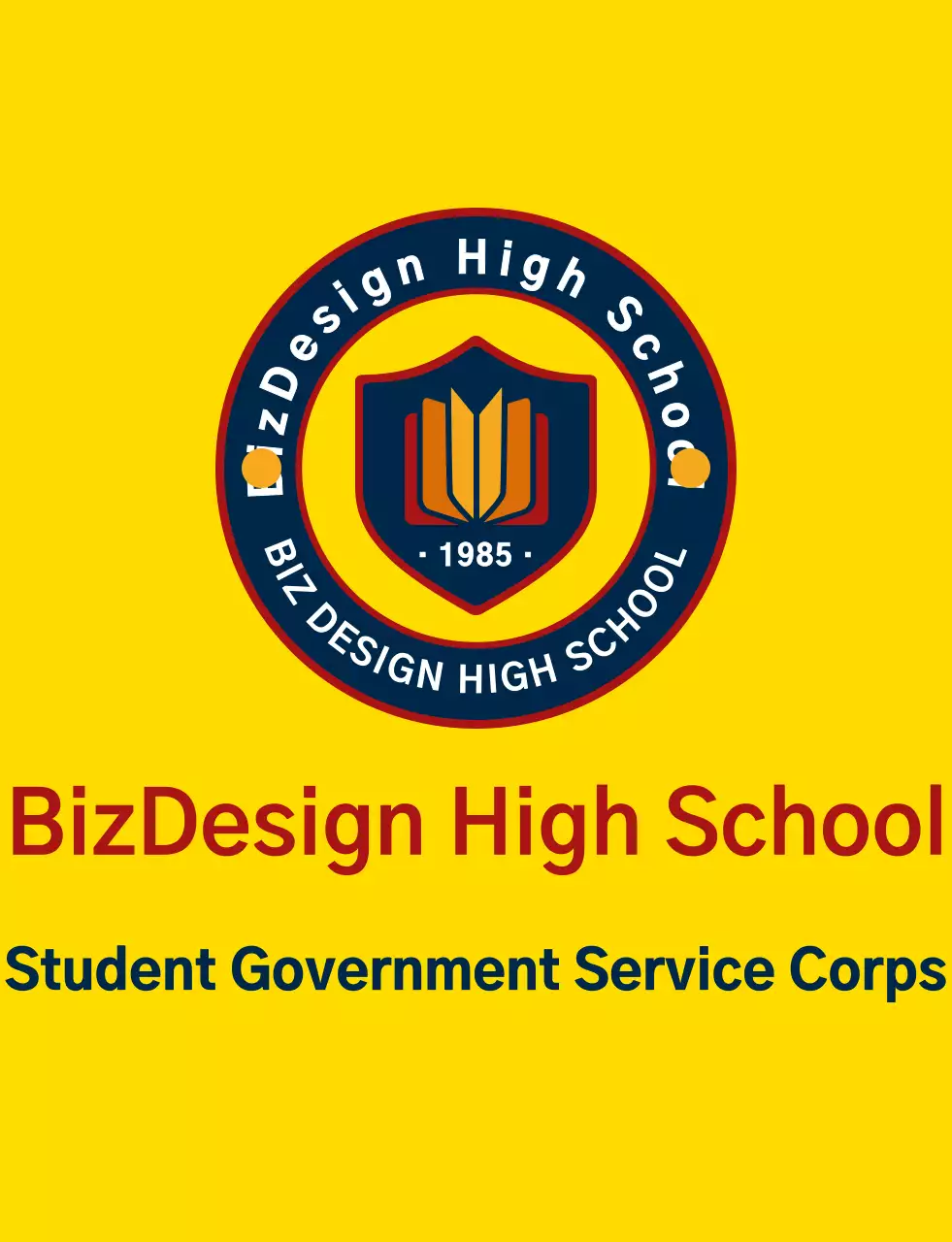 Simbol perisai yang sederhana dan bersih serta gaya kombinasi logo perisai dan lambang dengan warna kuning dan merah tua Organisasi layanan pemerintah siswa sekolah menengah atas