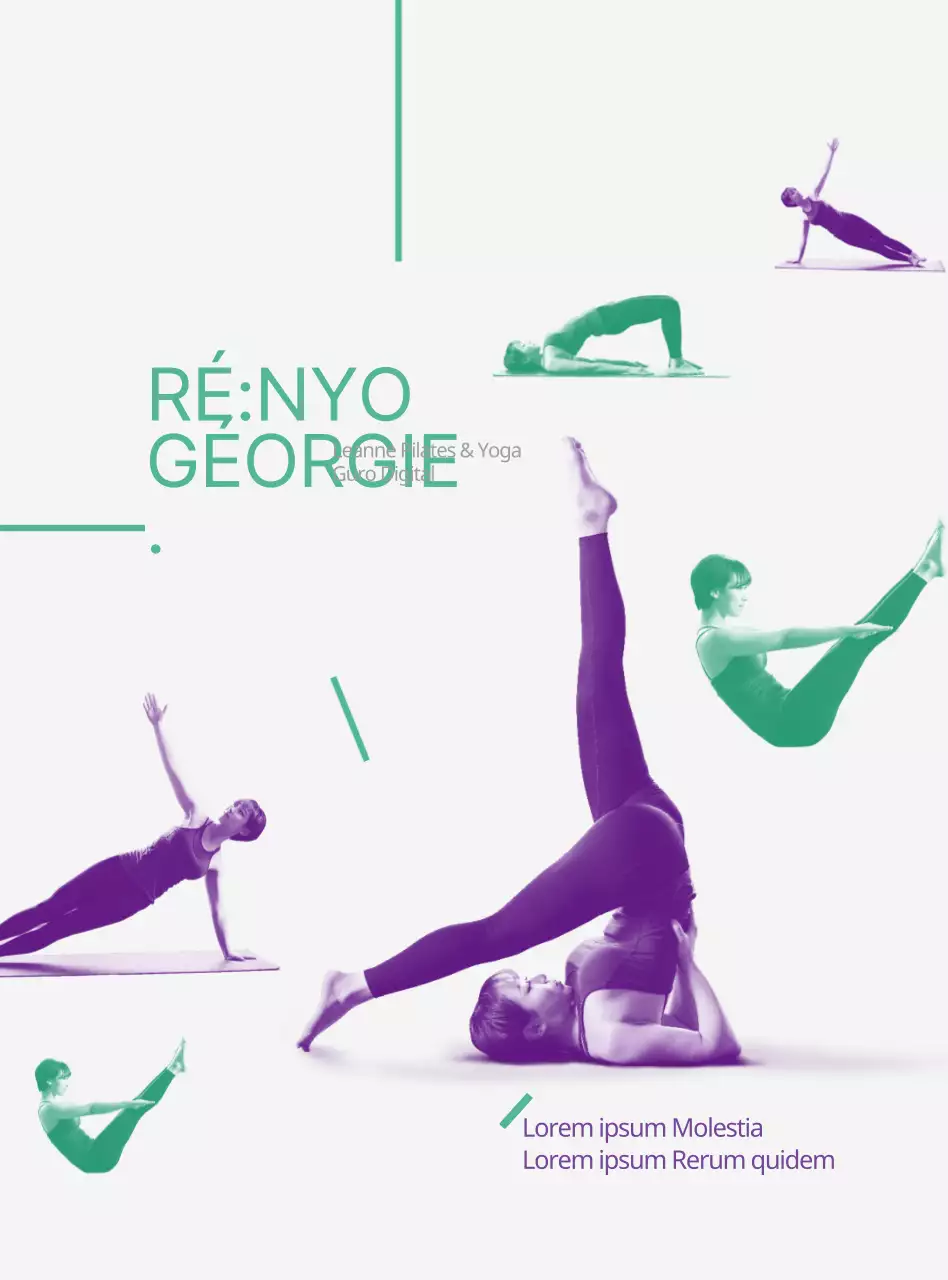Informer et promouvoir le yoga dans un style simple vert et violet