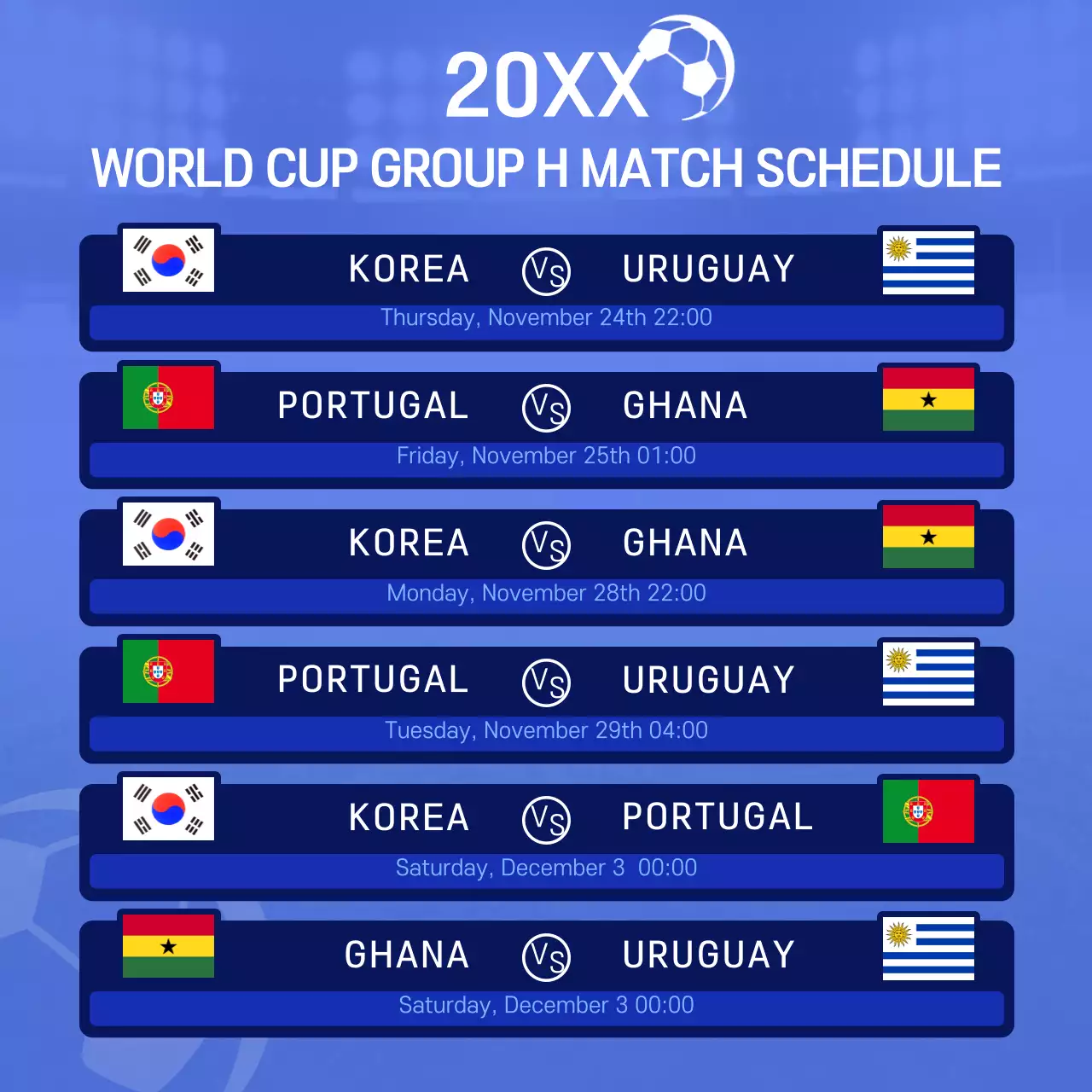 Blue Modern Soccer Schedule Social Media Post