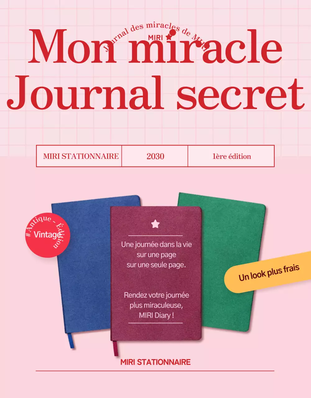 Voici un agenda mignon et vintage avec un toucher de nacre rose.