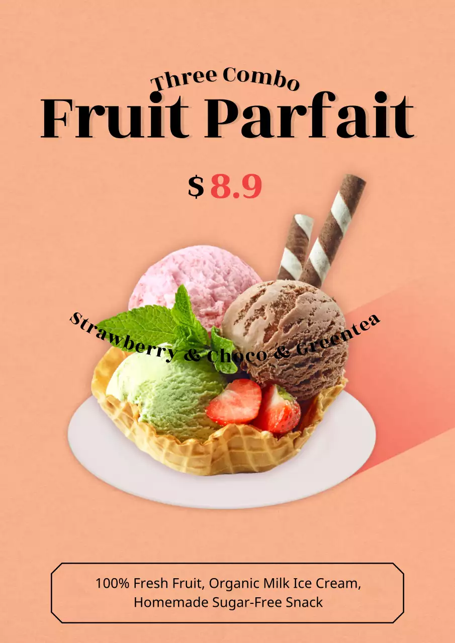 Coral Modern Dessert Promotion Poster