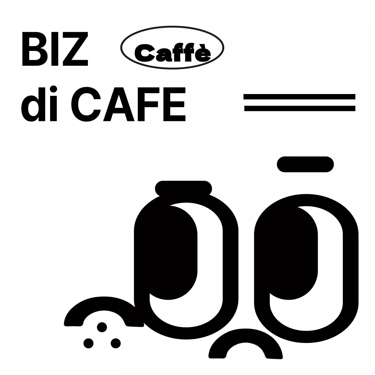 Semplice e simpatica combinazione di illustrazione e testo del logo in stile nero caffé