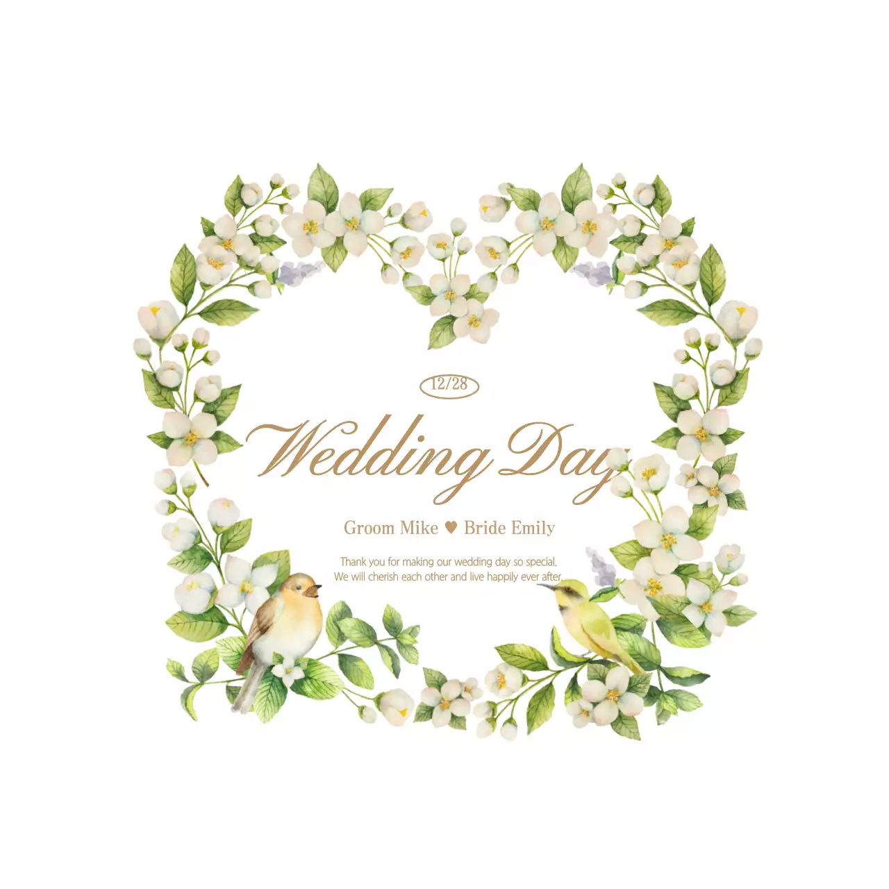 Terima kasih atas pernikahan berkonsep bingkai bunga yang emosional dan sederhana