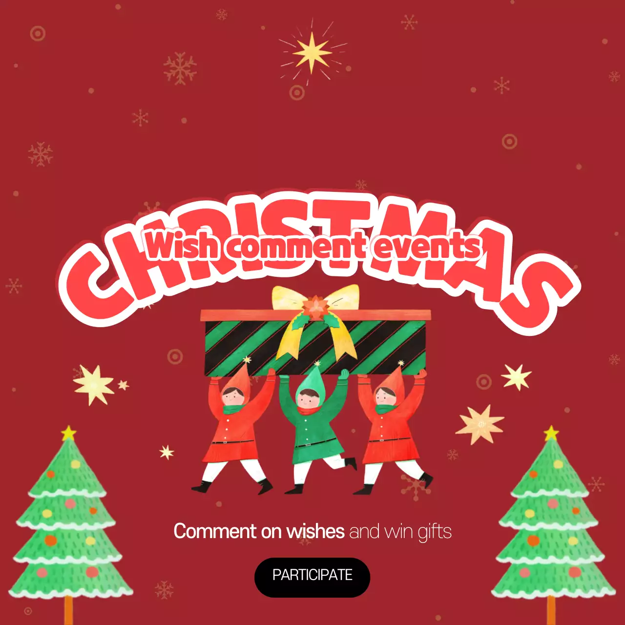 레드 전통 크리스마스 이벤트 홍보 소셜 미디어 게시물