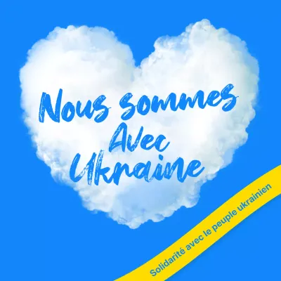 Message de paix de Ukuraina en bleu et jaune