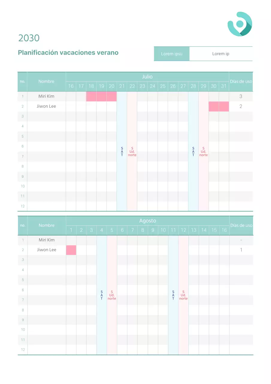 Plantilla de vacaciones departamentales de verano en color menta