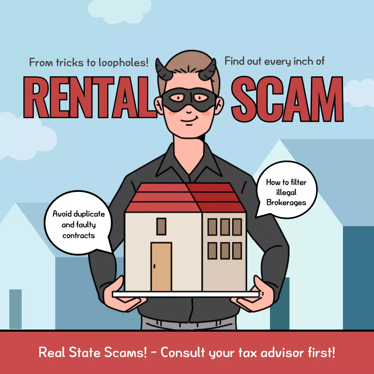 Red Comic Rental Guide Social Media Post