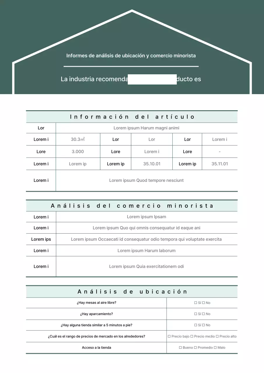 Informe de análisis comercial de la ubicación de la propiedad Turquesa