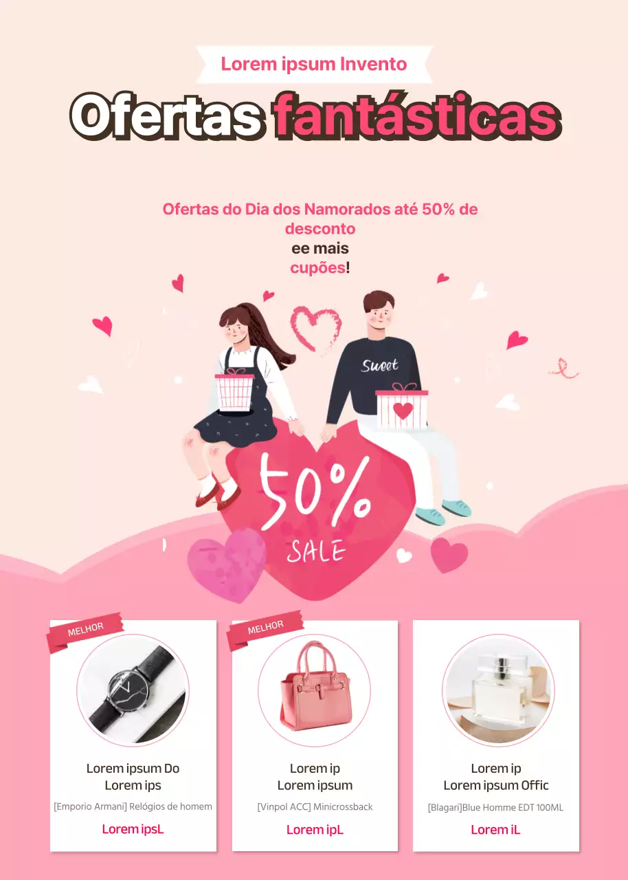 Ofertas do Dia dos Namorados em cor-de-rosa