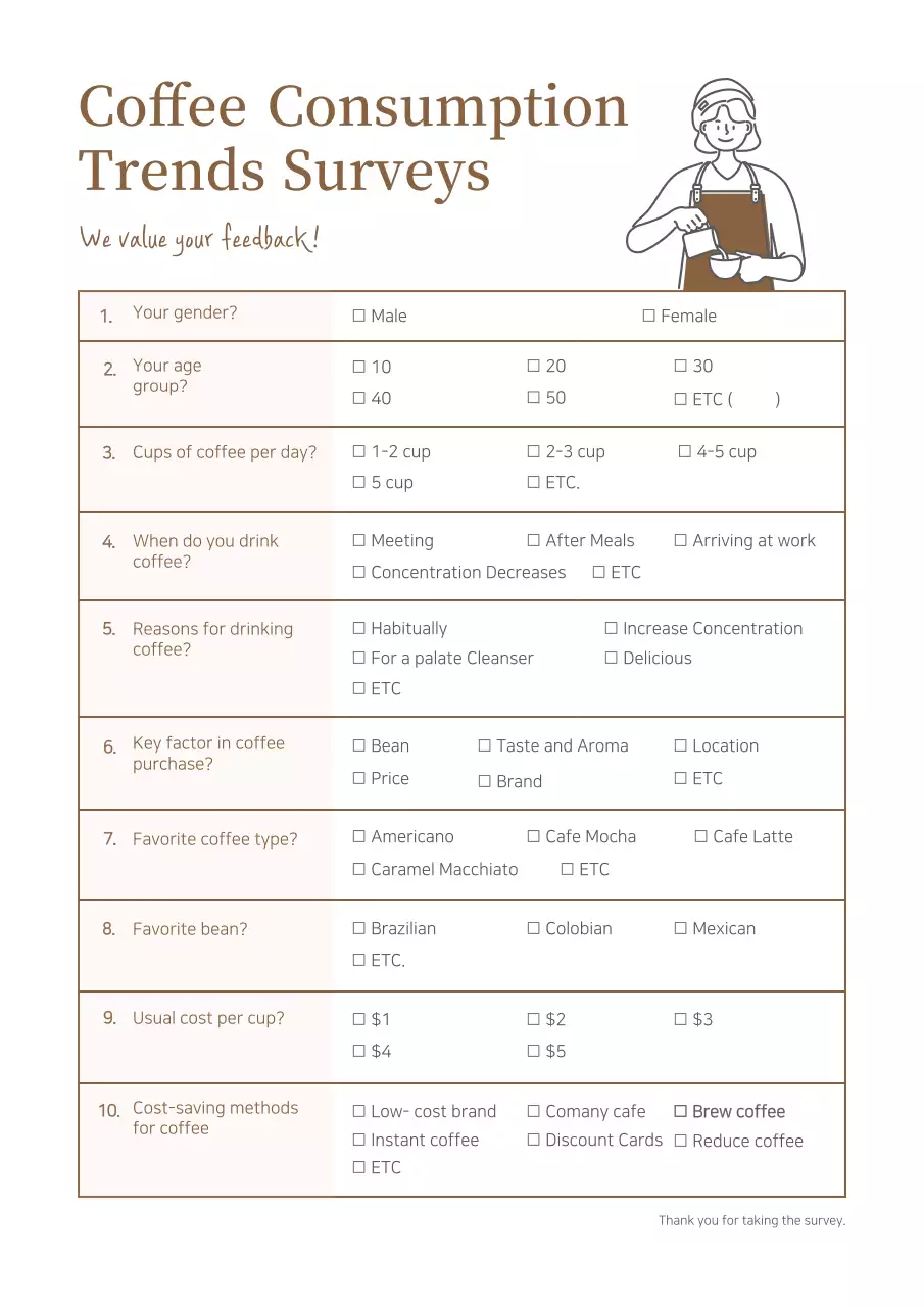 Brown Simple Coffee Survey
