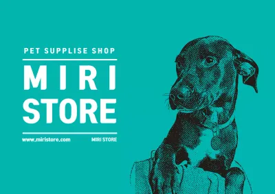 Turquoise Illustrated Pet Shop Label
