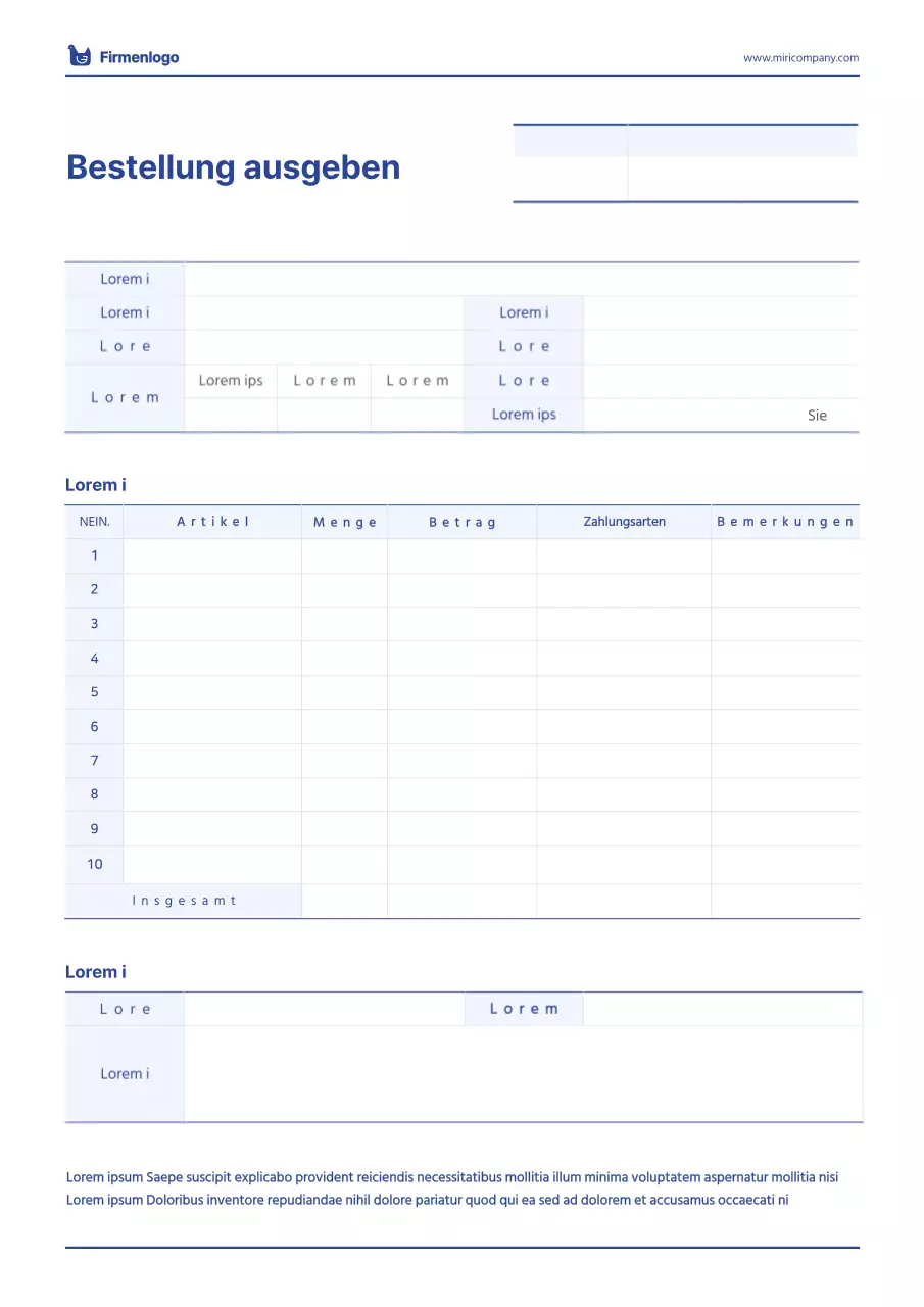 Einfaches weiß-blaues Spesenbuch