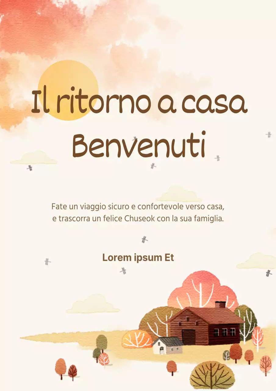 Simpatico poster promozionale illustrato di auguri autunnali in avorio