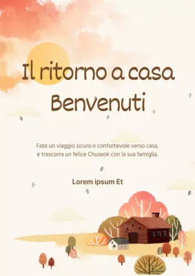 Simpatico poster promozionale illustrato di auguri autunnali in avorio