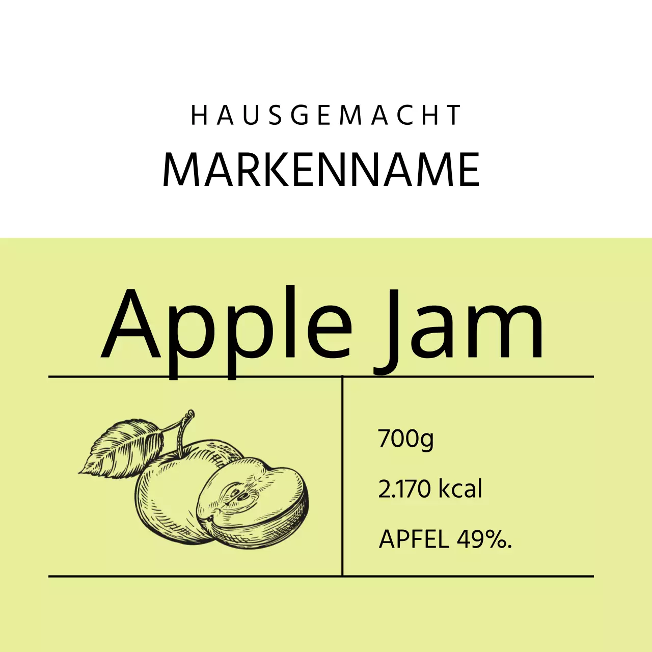 Etiketten für Apfelmarmelade