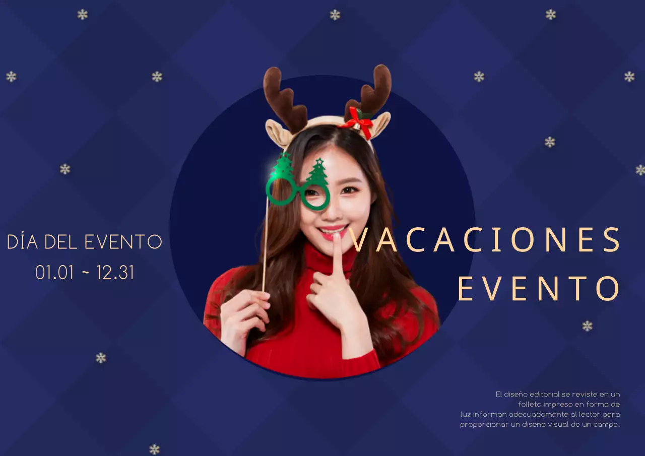 Un elegante cartel de Navidad en rojo y azul marino