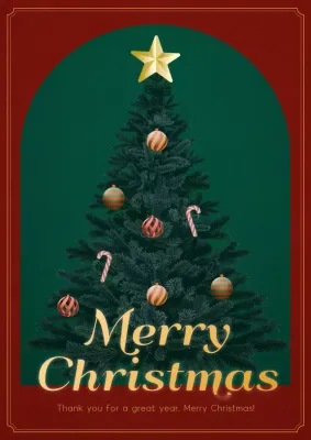 Green Traditional Christmas Card Poster