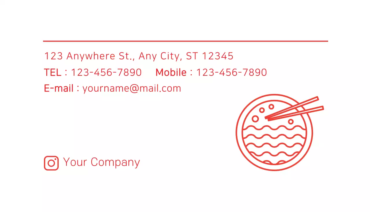 Red Minimal Ramen Business Card