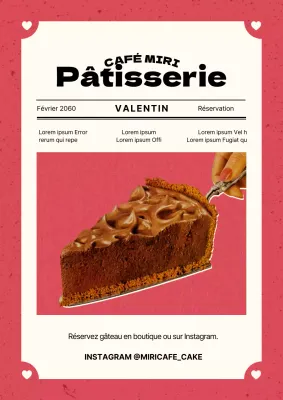 Une promotion rose, semblable à un journal, pour une pâtisserie