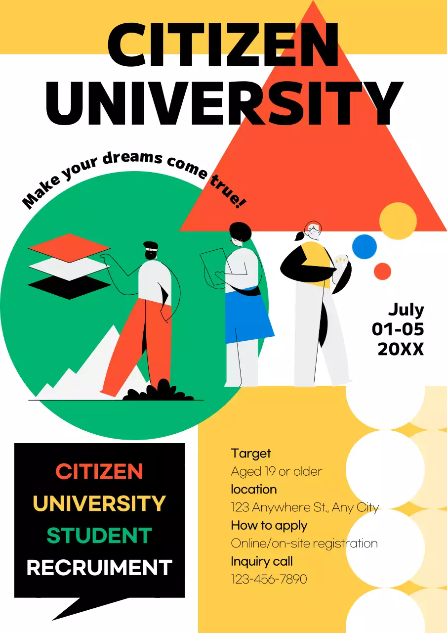 Yellow Abstract University Recruitment Poster